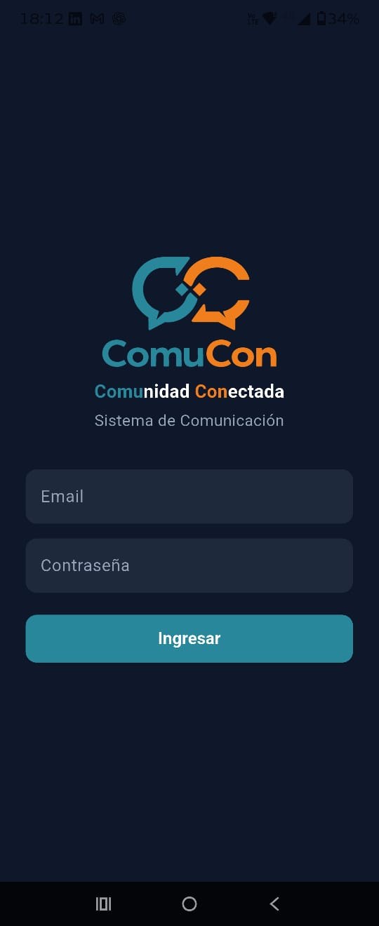 ComuCon app login screen